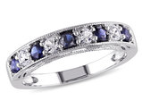 4/5 Carat (ctw) Lab-Created Dark Blue and White Sapphire Ring in Sterling Silver